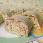 Lavash Roll with Crab Sticks and Processed Cheese